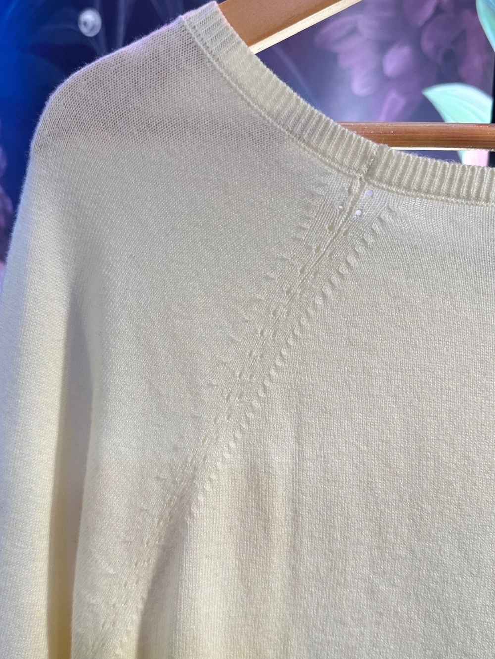 Talbots L Sweater Ivory Sparkle Sequin Snowflake Cashmere Blend Holiday - Picture 8 of 11